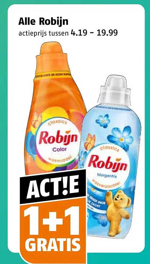 Alle Robijn actieprijs tussen 4.19 - 19.99 ACTIE 1+1 GRATIS