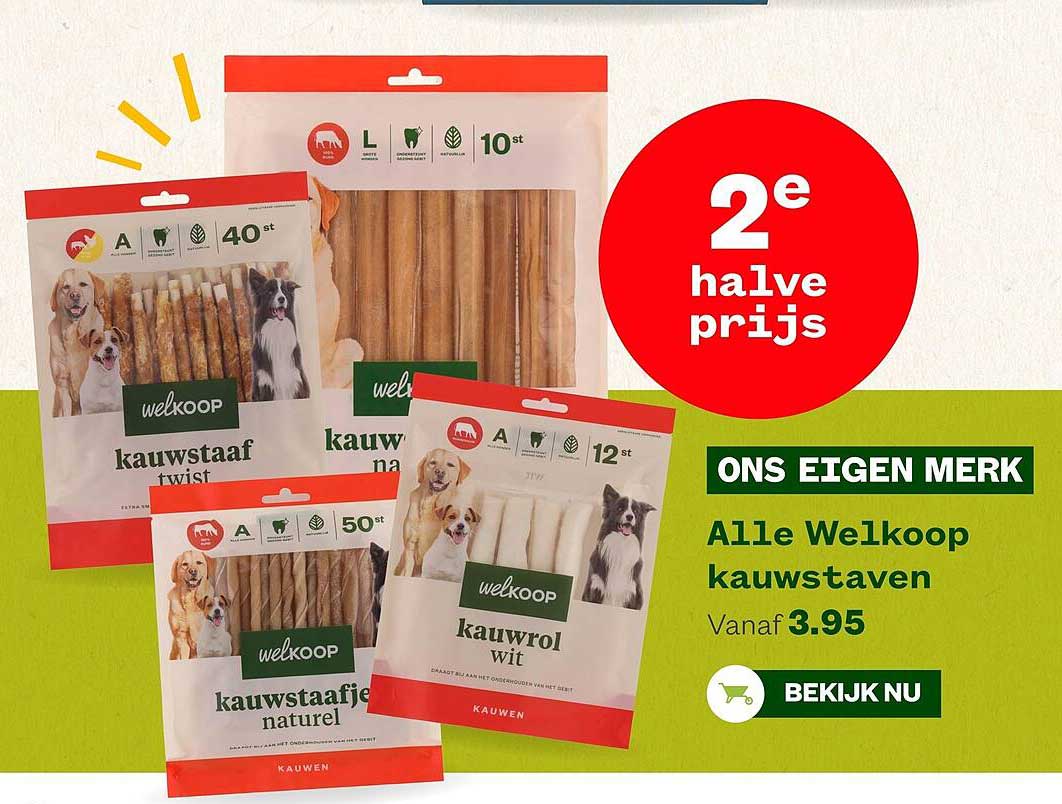 Alle Welkoop kauwstaven 2e halve prijs