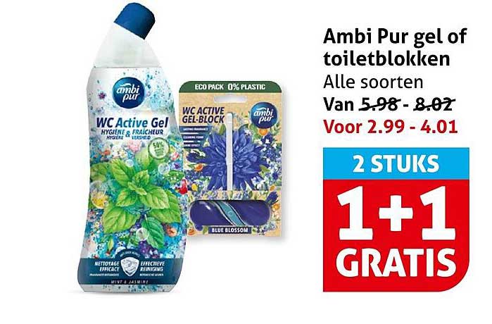 Ambi Pur gel of toiletblokken Alle soorten 2 STUKS 1+1 GRATIS