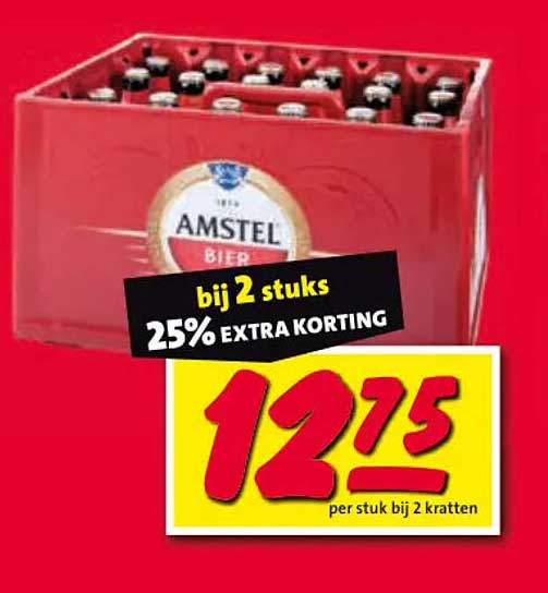 Amstel bier bij 2 stuks 25% extra korting