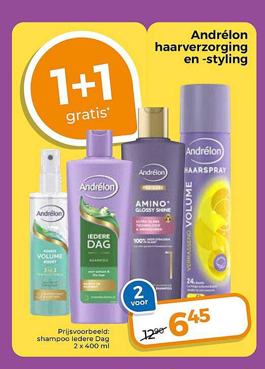 Andrélon haarverzorging en -styling 1+1 gratis
