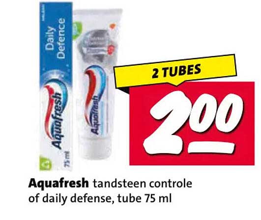 Aquafresh tandsteen controle of daily defense, tube 75 ml 2 TUBES