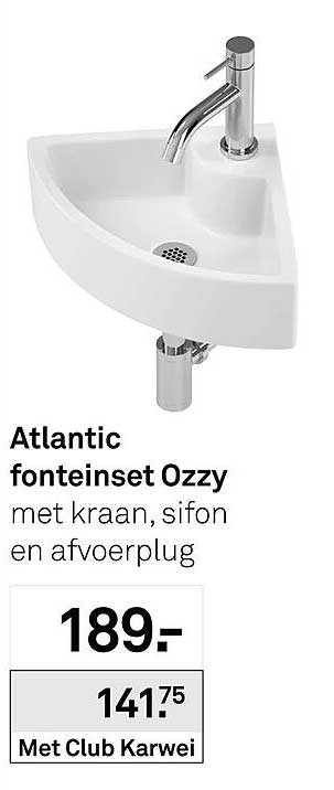 Atlantic fonteineset Ozzy met kraan, sifon en afvoerplug