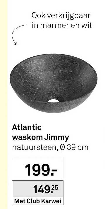 Atlantic waskom Jimmy natuursteen, Ø 39 cm
