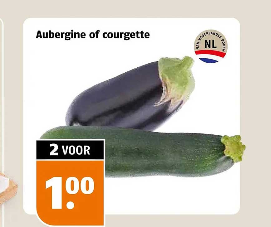 Aubergine of courgette 2 voor 1.00