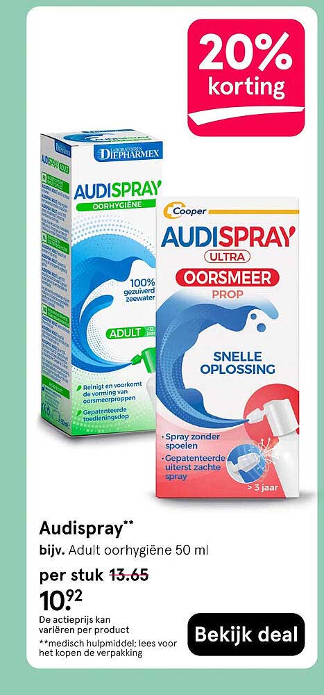 Audispray** bijv. Adult oorhygïene 50 ml