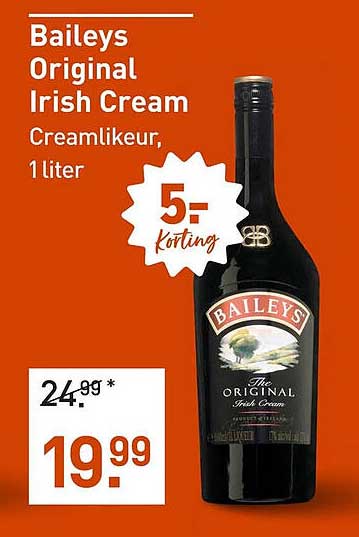 Baileys Original Irish Cream Creamlikeur, 1 liter
