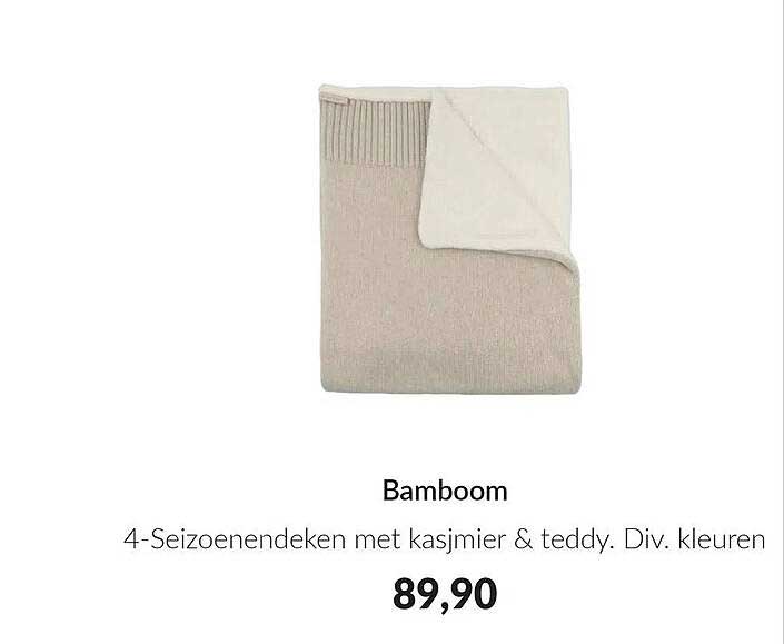 Bamboom 4-Seizoenendeken met kasjmier & teddy. Div. kleuren