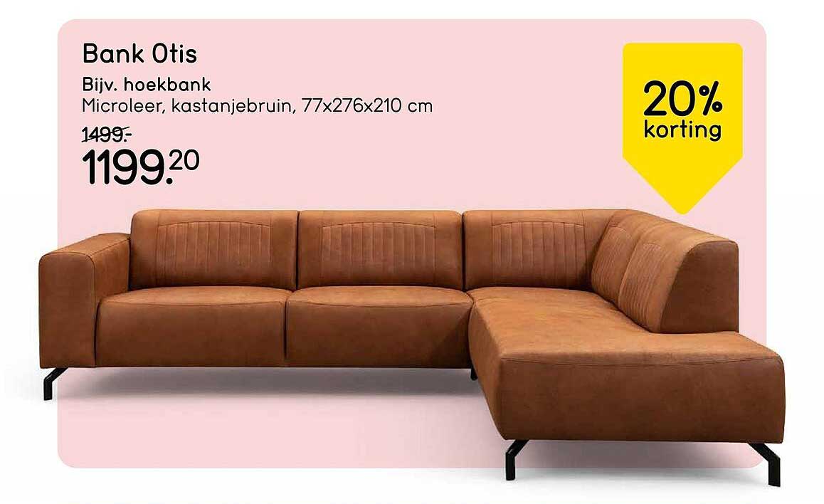 Bank Otis Bijv. hoekbank Microleer, kastanjebruin, 77x276x210 cm 20% korting