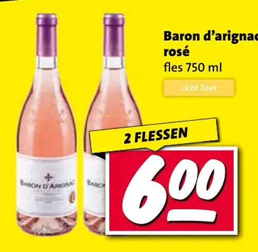 Baron d'arignac rosé fles 750 ml 2 flessen