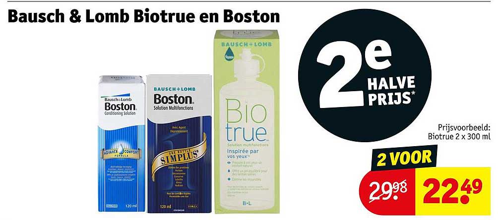 Bausch & Lomb Biotrue en Boston 2e halve prijs