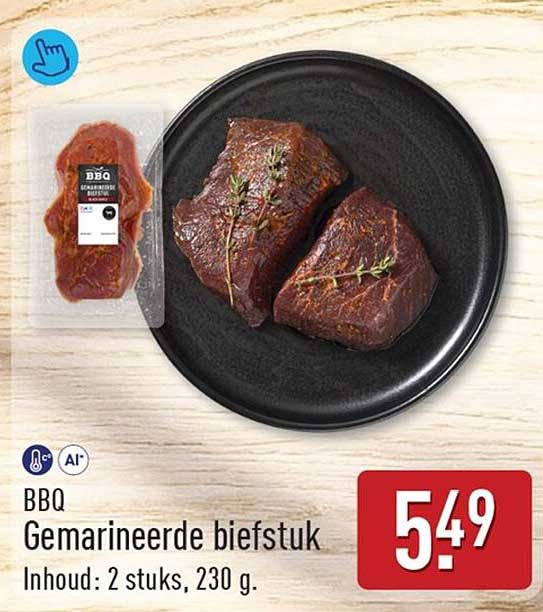 BBQ Gemarineerde biefstuk Inhoud: 2 stuks, 230 g.