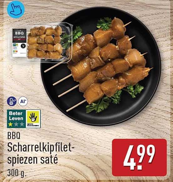 BBQ Scharrelkipfilet-spiezen saté