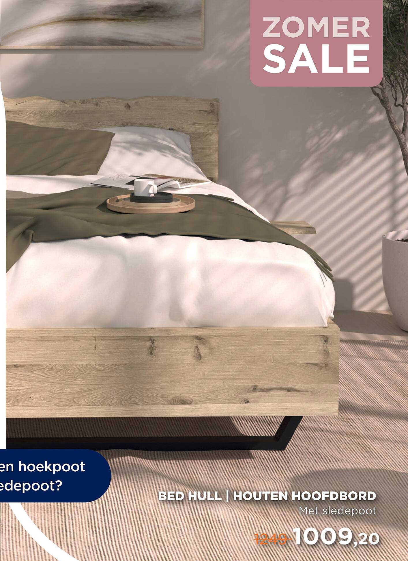 BED HULL | HOUTEN HOOFDBORD Met sledepoot