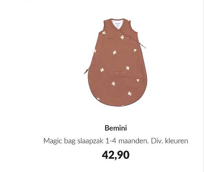 Bemini Magic bag slaapzak 1-4 maanden. Div. kleuren
