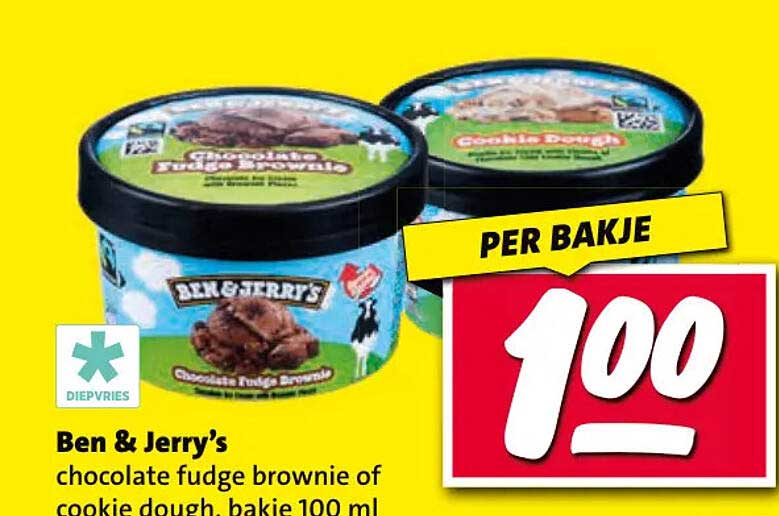 Ben & Jerry’s chocolate fudge brownie of cookie dough, bakje 100 ml