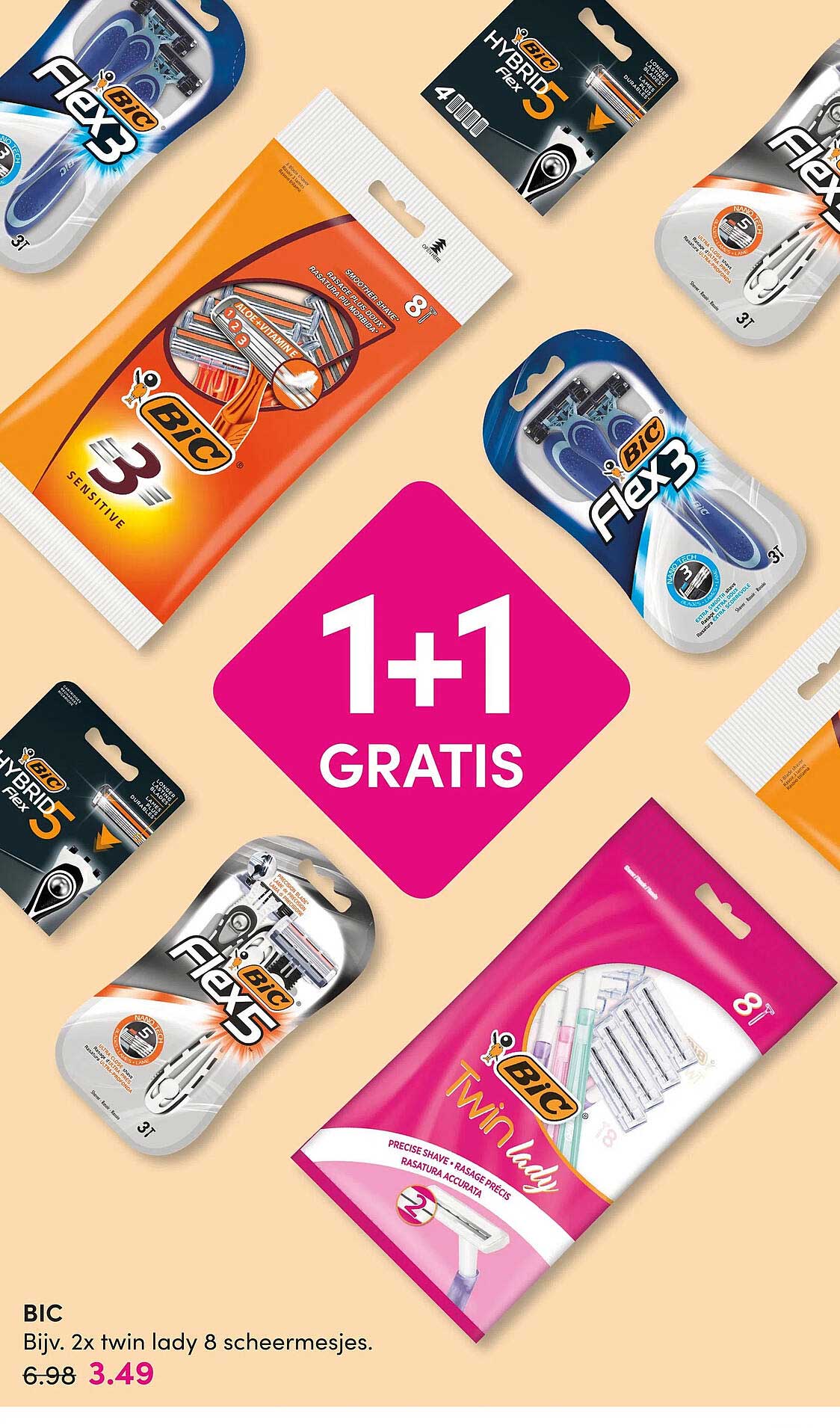 BIC Bijv. 2x twin lady 8 scheermesjes. 1+1 gratis