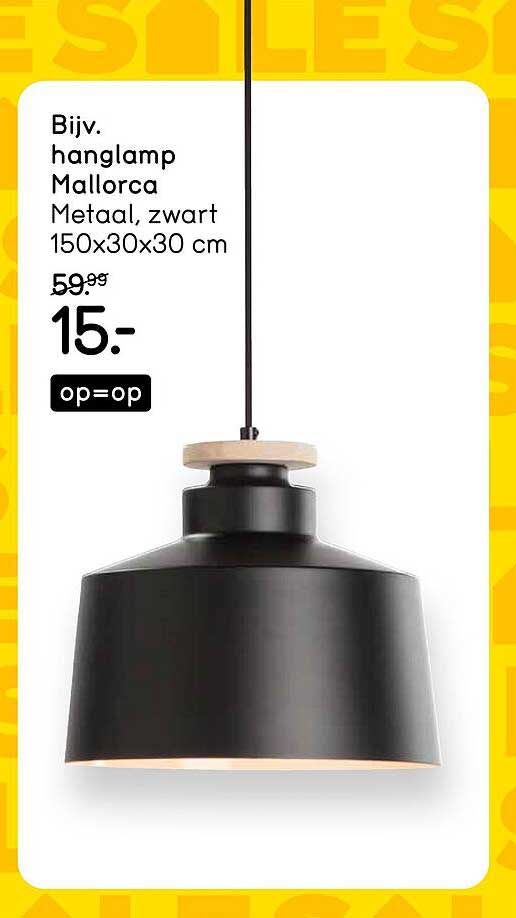 Bijv. hanglamp Mallorca Metaal, zwart 150x30x30 cm