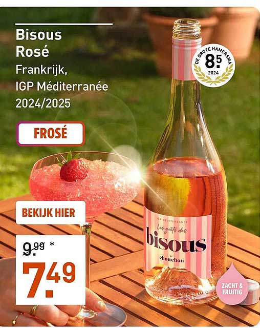 Bisous Rosé Frankrijk, IGP Méditerranée 2024/2025 FROSÉ