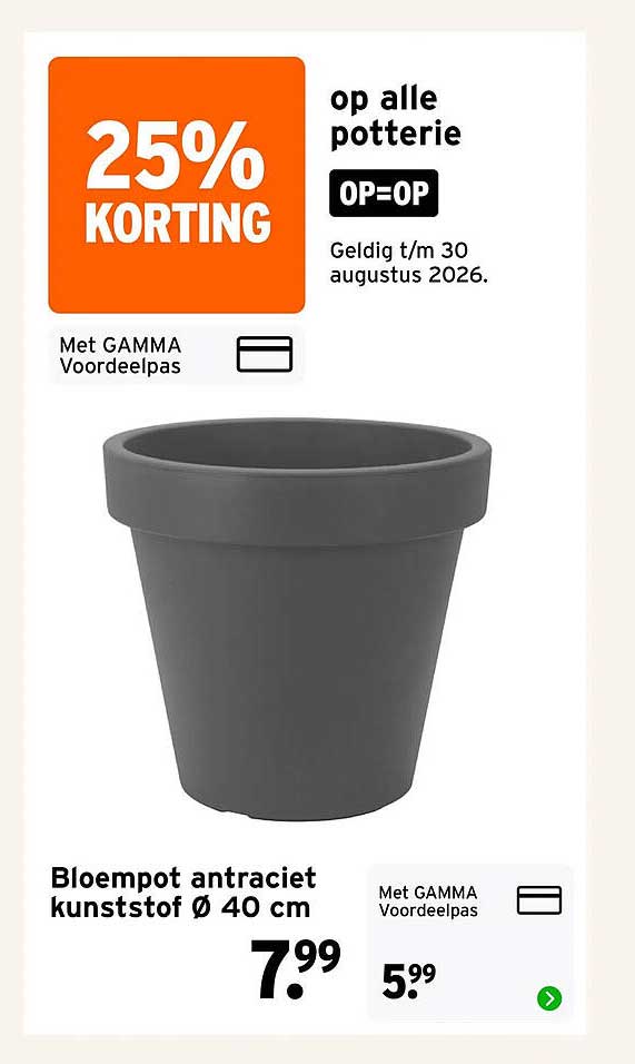 Bloempot antraciet kunststof Ø 40 cm 25% KORTING