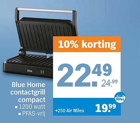 Blue Home contactgrill compact 1200 watt PFAS-vrij 10% korting