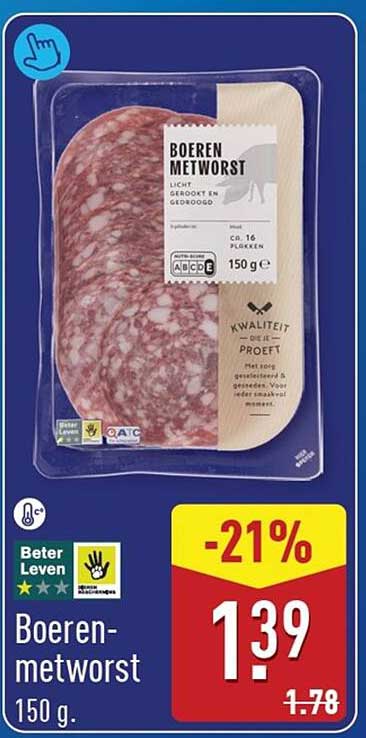Boeren-metworst 150 g -21%
