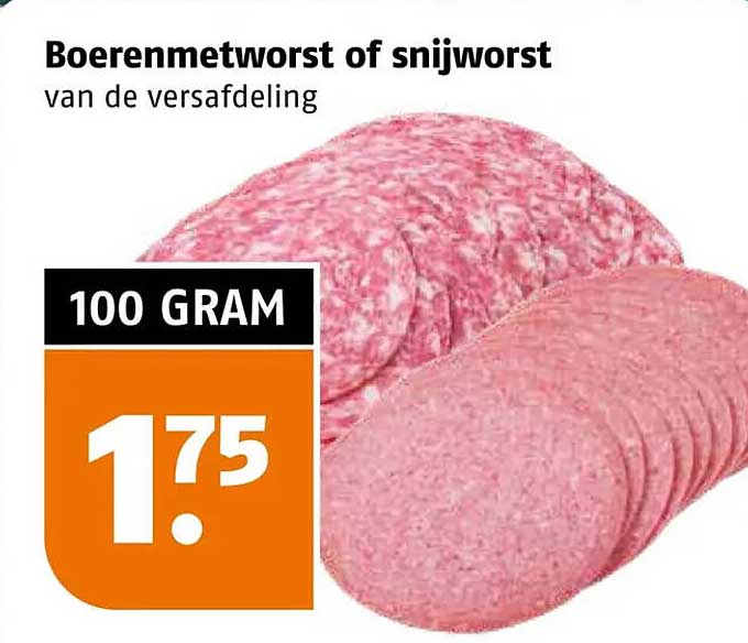 Boerenmetworst of snijworst van de versafdeling