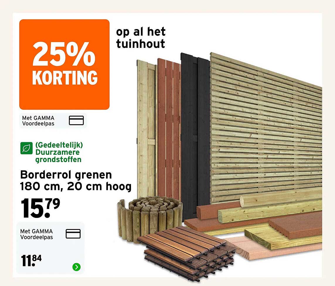 Borderrol grenen 180 cm, 20 cm hoog 25% KORTING