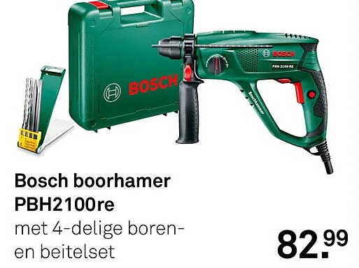 Bosch boorhamer PBH2100re met 4-delige boren- en beitelset