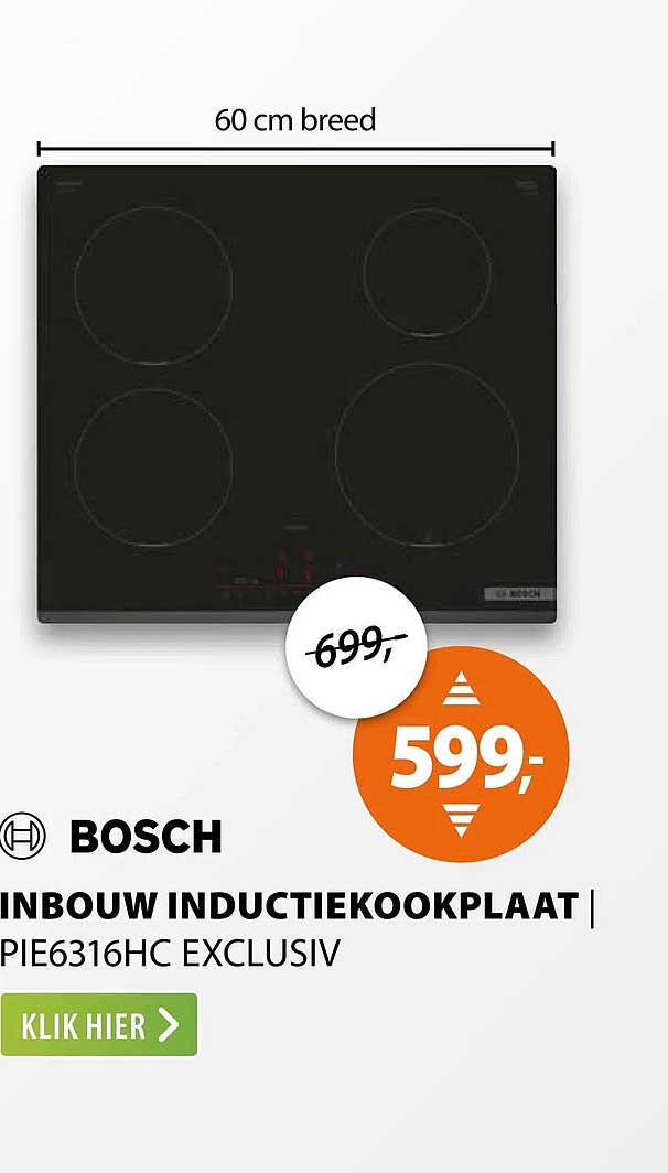 BOSCH INBOUW INDUCTIEKOOKPLAAT | PIE6316HC EXCLUSIV