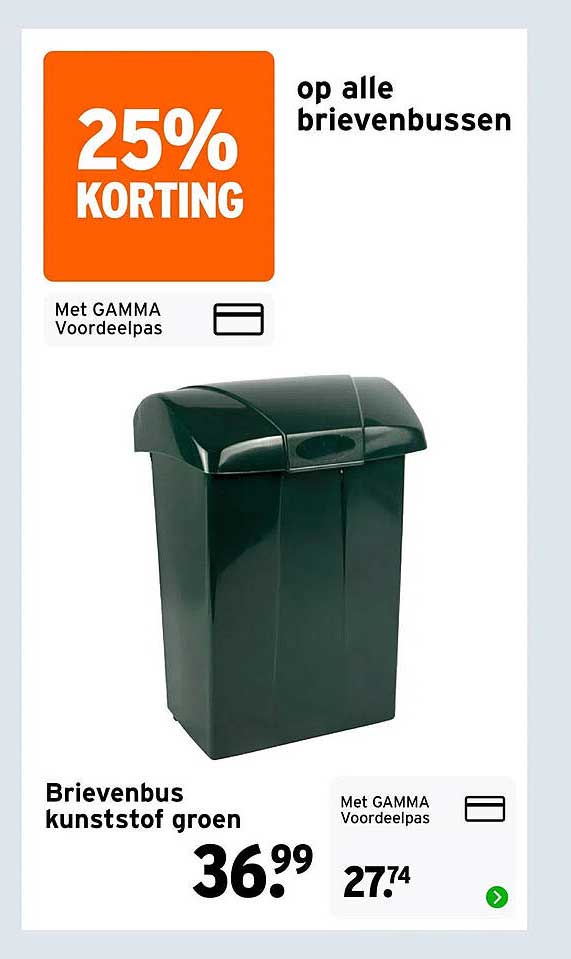 Brievenbus kunststof groen 25% korting