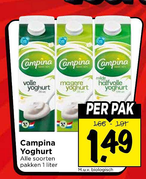 Campina Yoghurt Alle soorten pakken 1 liter