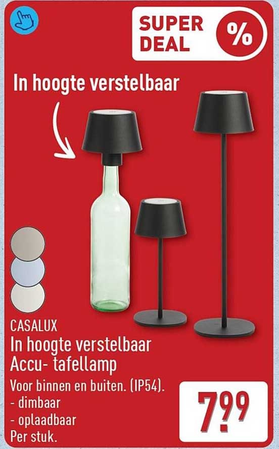CASALUX In hoogte verstelbaar Accu- tafellamp