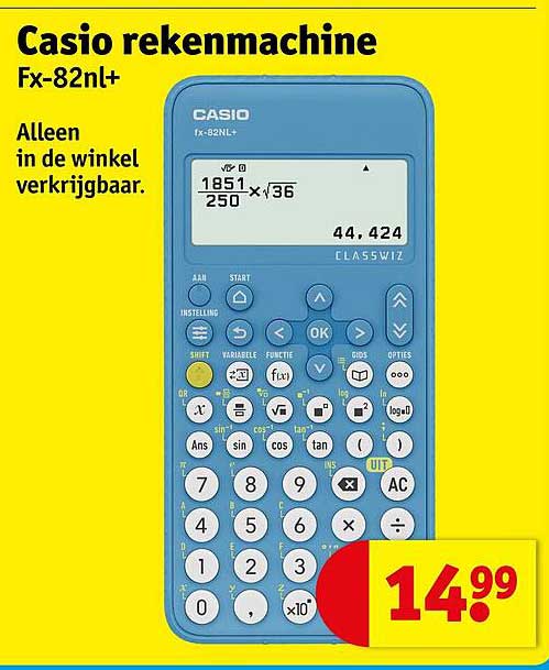 Casio rekenmachine Fx-82NL+ Alleen in de winkel verkrijgbaar.