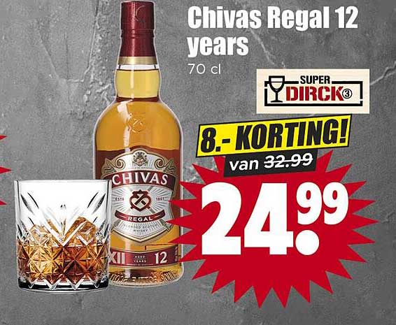 Chivas Regal 12 years 70 cl 8.- KORTING!