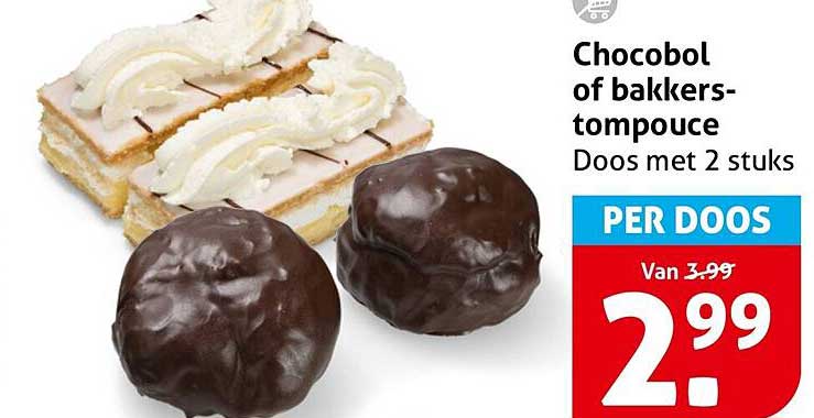 Chocobol of bakkers-tompouce Doos met 2 stuks