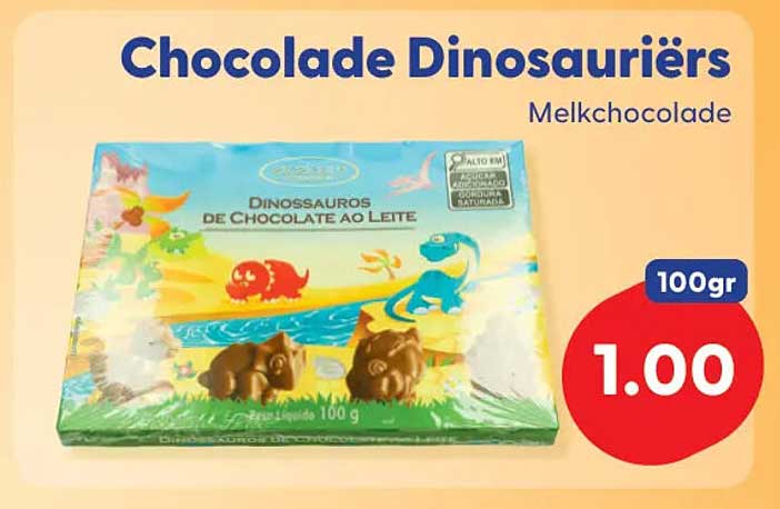 Chocolade Dinosauriërs Melkchocolade 100gr