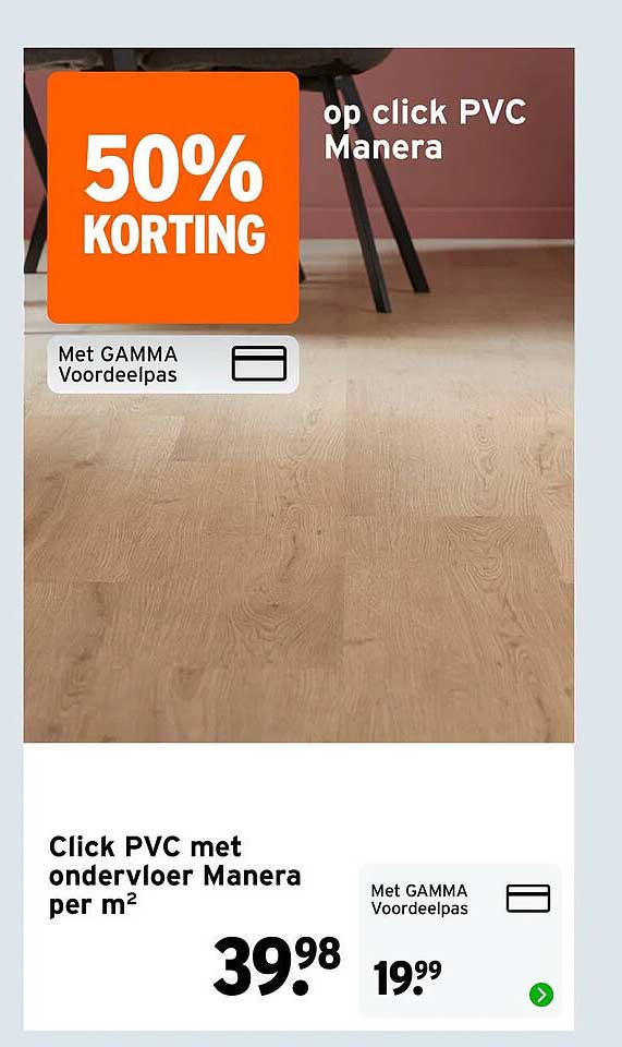 Click PVC met ondervloer Manera per m² 50% KORTING