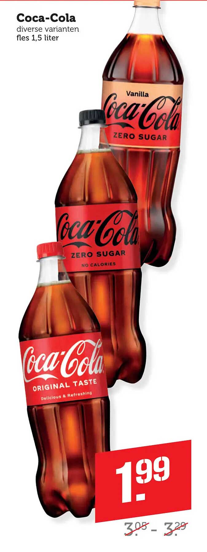 Coca-Cola diverse varianten fles 1,5 liter
