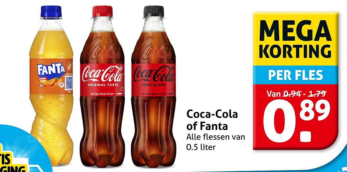 Coca-Cola of Fanta Alle flessen van 0.5 liter