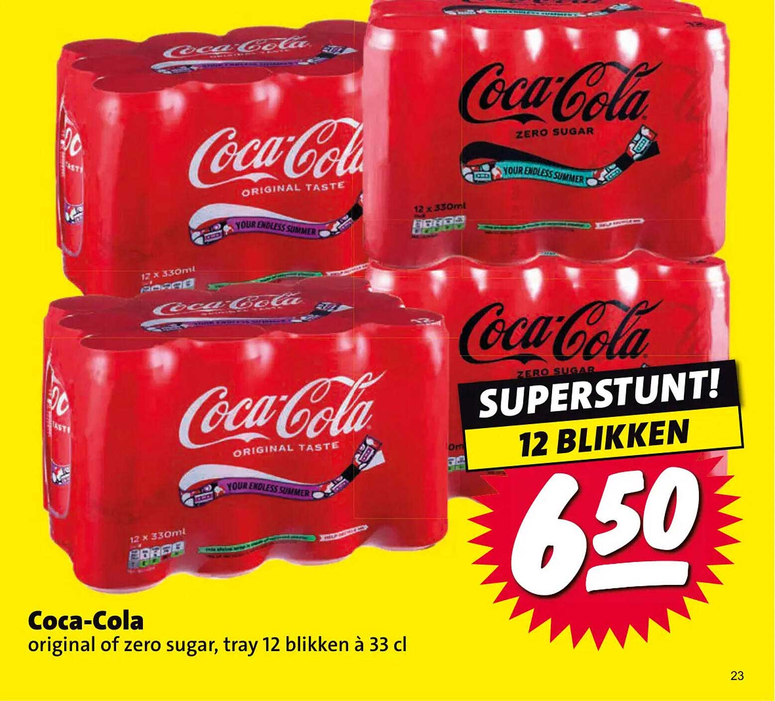 Coca-Cola original of zero sugar, tray 12 blikken à 33 cl SUPERSTUNT! 12 BLIKKEN