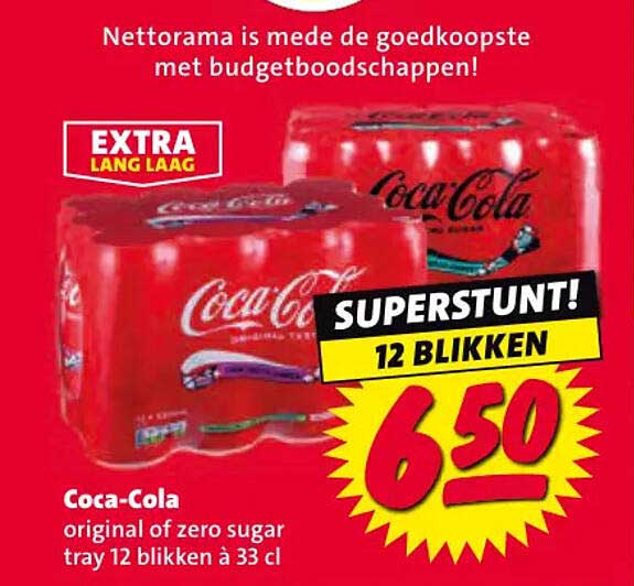 Coca-Cola original of zero sugar tray 12 blikken à 33 cl SUPERSTUNT! 12 BLIKKEN