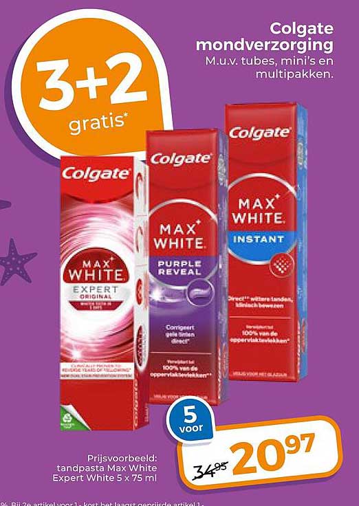 Colgate mondverzorging 3+2 gratis*