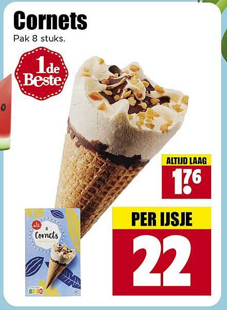 Cornets Pak 8 stuks. 1de Beste