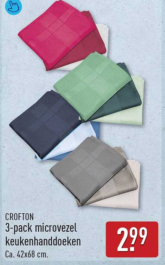 CROFTON 3-pack microvezel keukenhanddoeken