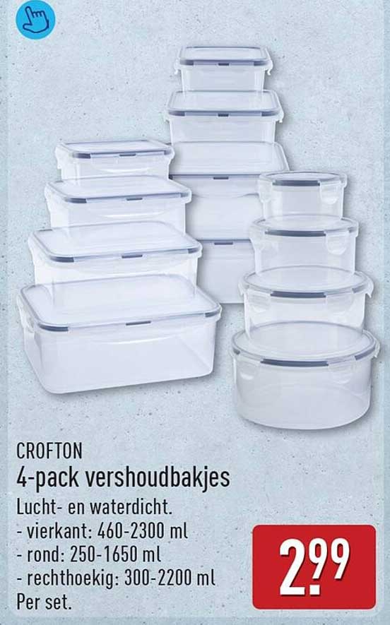 CROFTON 4-pack vershoudbakjes