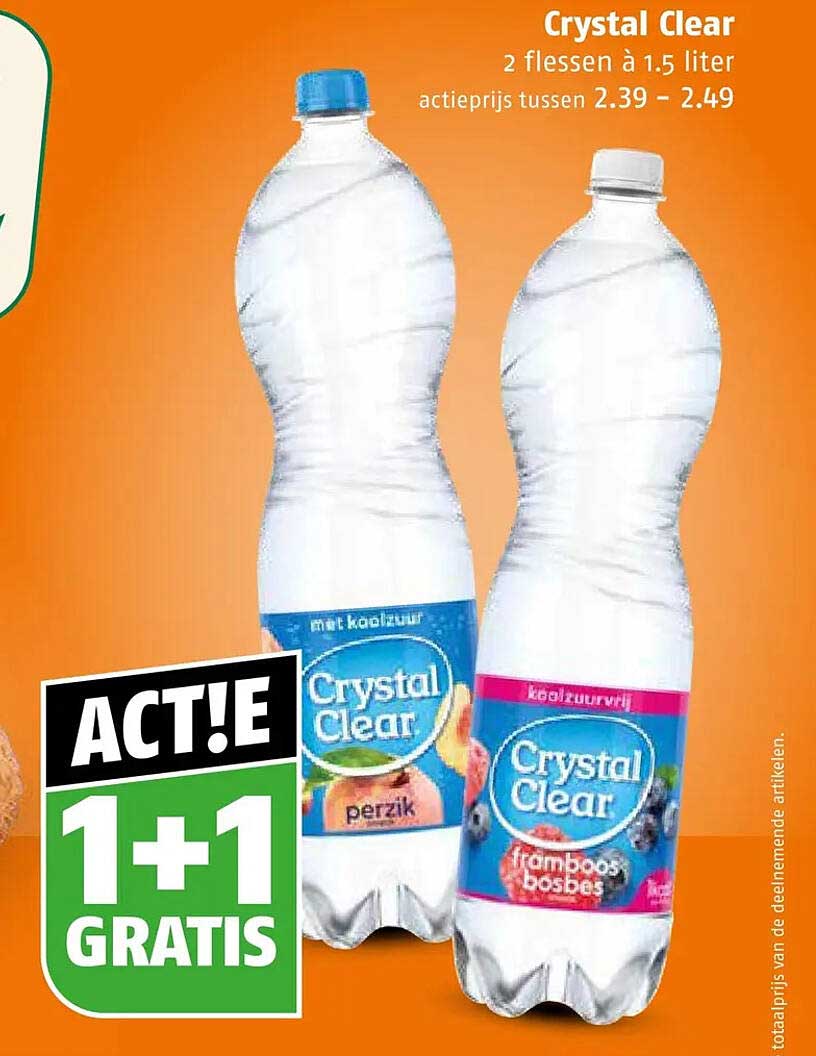 Crystal Clear 2 flessen à 1.5 liter 1+1 gratis