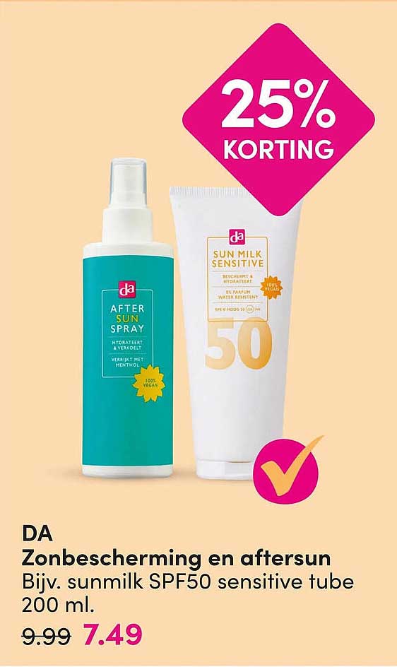 DA Zonbescherming en aftersun Bijv. sunmilk SPF50 sensitive tube 200 ml 25% KORTING