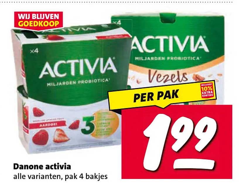 Danone activia alle varianten, pak 4 bakjes