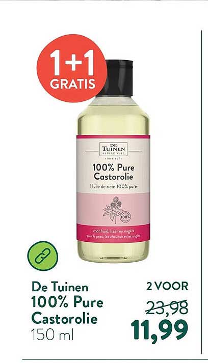 De Tuinen 100% Pure Castorolie 150 ml 1+1 GRATIS